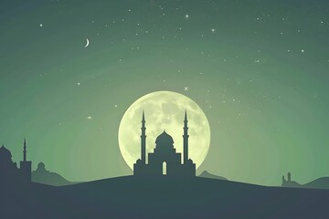 Naklejka premium mosque and moon of editable illustration