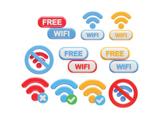 Wi-Fi icon 3d rendering vector illustration element wifi 3d render icons 