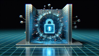 cyber security lock and firewall