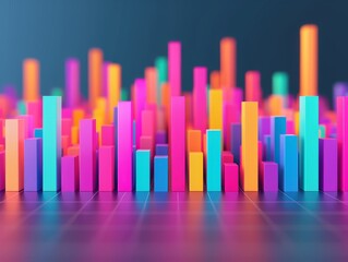Obraz premium abstract colorful 3d bars graphic design illustration - data visualization for business success, growth, and innovation