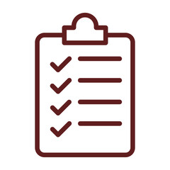 Clipboard with checkmark Vector Line Maroon Icon Design