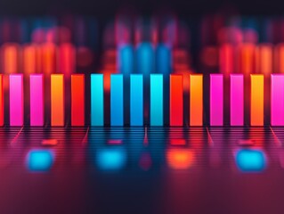 abstract colorful bars data visualization design 3d ing, technology, network, digital, futuristic, neon, glow, information, graphic, modern.