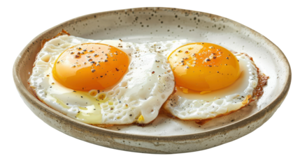 Delicate Sunny-Side Up Eggs on a Rustic Plate Captured in Natural Light for a Breakfast Delight