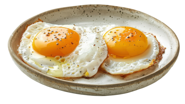 Delicate Sunny-Side Up Eggs on a Rustic Plate Captured in Natural Light for a Breakfast Delight