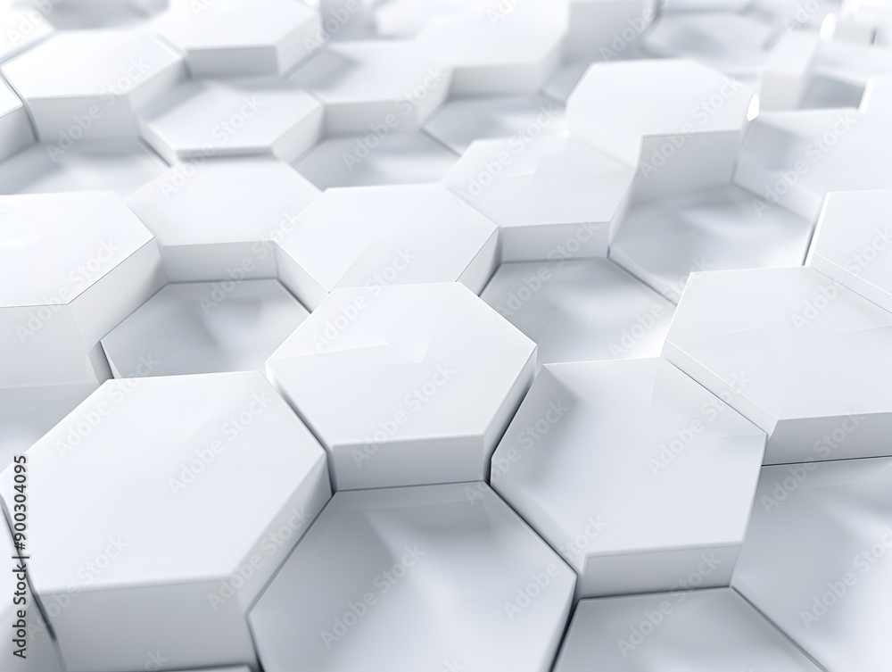 Poster 3d render, abstract white background with hexagon pattern for technology concept. abstract futuristi