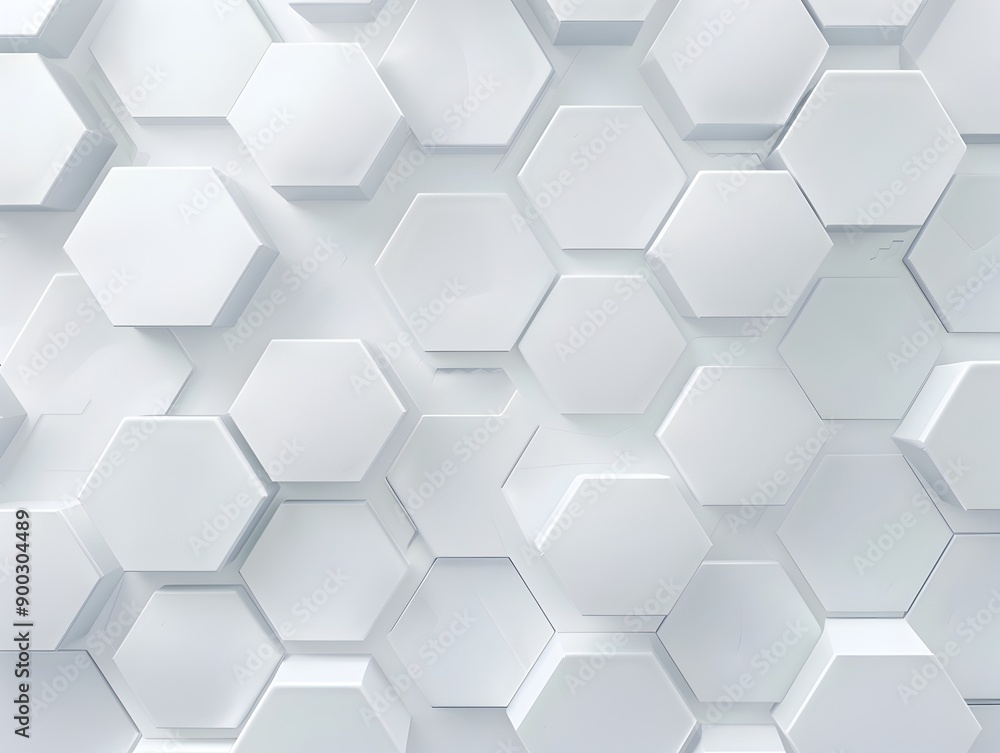 Poster 3d render, abstract white background with hexagon pattern for technology concept. abstract futuristi