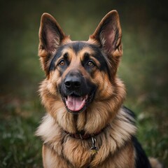 cute german shepherd dog head face companion pet white background
