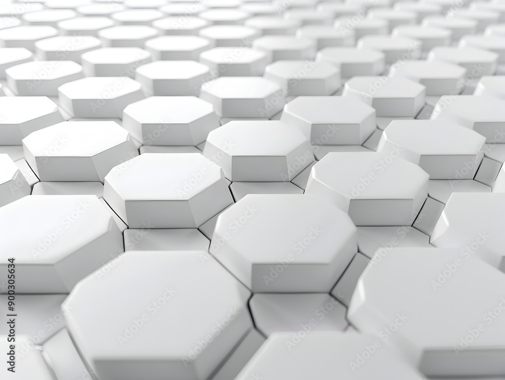 Poster 3d render, abstract white background with hexagon pattern for technology concept. abstract futuristi