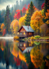 lake in the autumn forest, fall, yellow, red trees, foliage, leaves, water, pond, river, reflection, background, wallpaper, October, season, landscape, nature, beauty, travel, tourism, wood