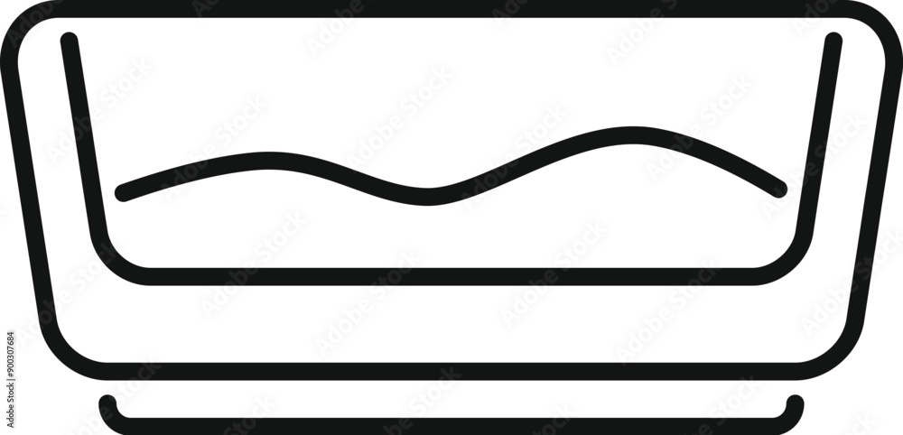 Poster outline icon of a rectangular pot with a wavy edge, perfect for representing gardening and planting 