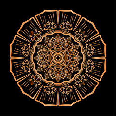 Luxury ornamental mandala ethnic background design with golden Geometric circle arabesque pattern vector doodle