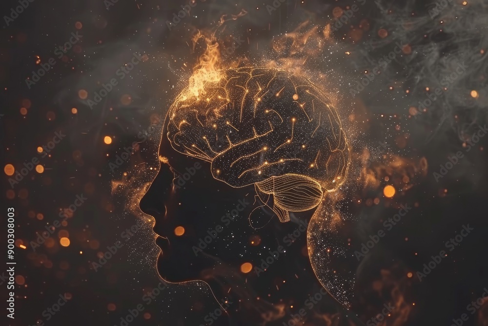Aufkleber artistic blend of neural network and fire elements symbolizing brain activity and energy