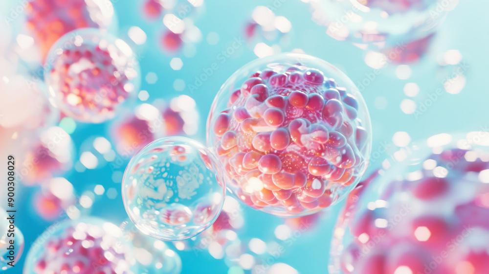 Poster cell structure showing human cells in close-up view