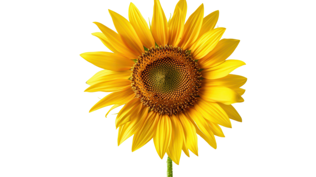 Vibrant Sunflower Blooms Radiantly Against a Bright White Background in Warm Daylight