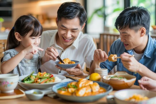 Happy Family Enjoying a Delicious Meal Together - Powered by Adobe