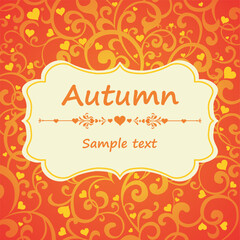 Autumn background with leaves. Autumn frame. Elegant background with falling leaf pattern.  Nature. Environment. Vector illustration.