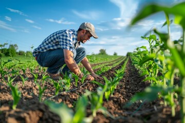 A Farmer Tending to His Cornfield