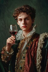 Fototapeta premium A person holding a glass of red wine