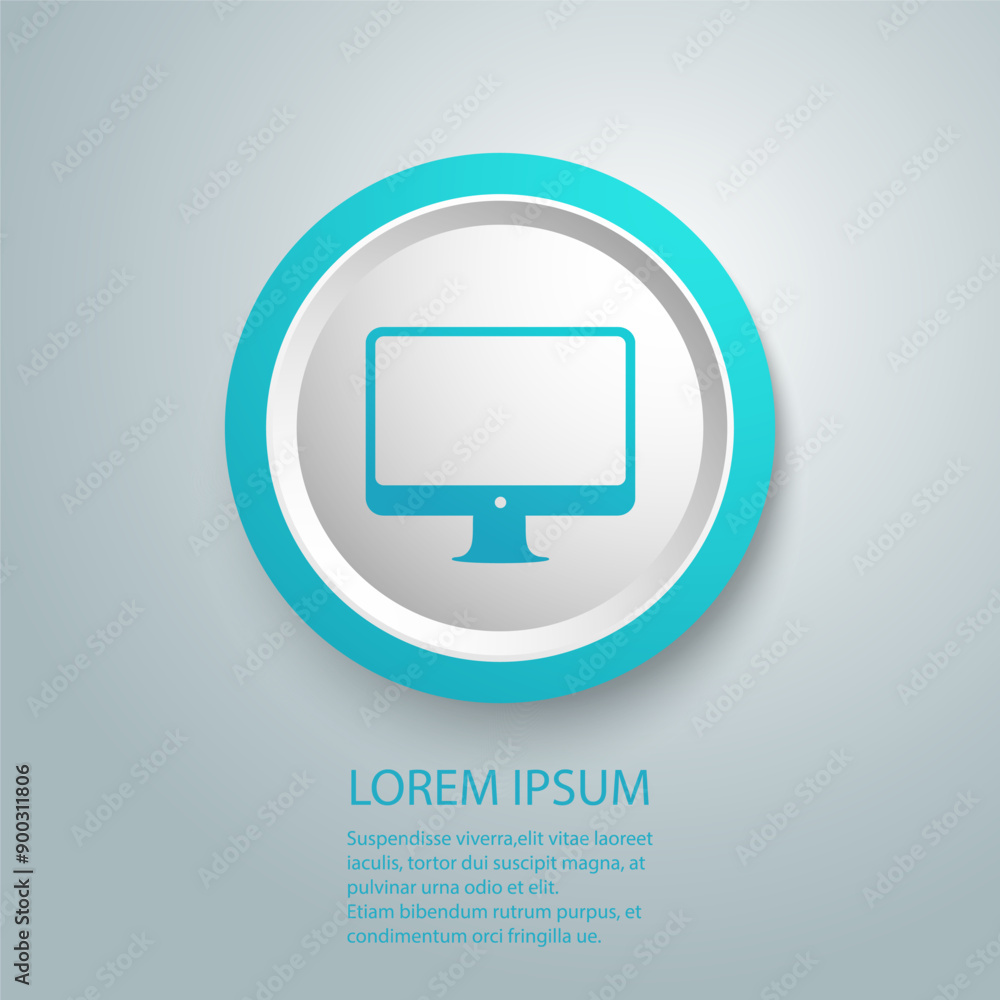 Poster monitor computer black color. frame monitor mock up with blank white screen. vector illustration