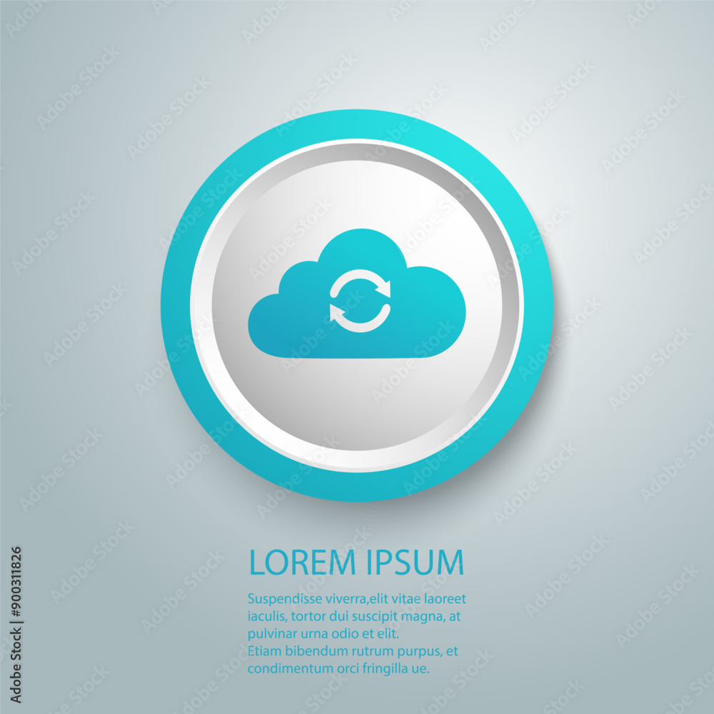 Poster cloud sync or cloud refresh with arrows line art vector icon for apps and websites