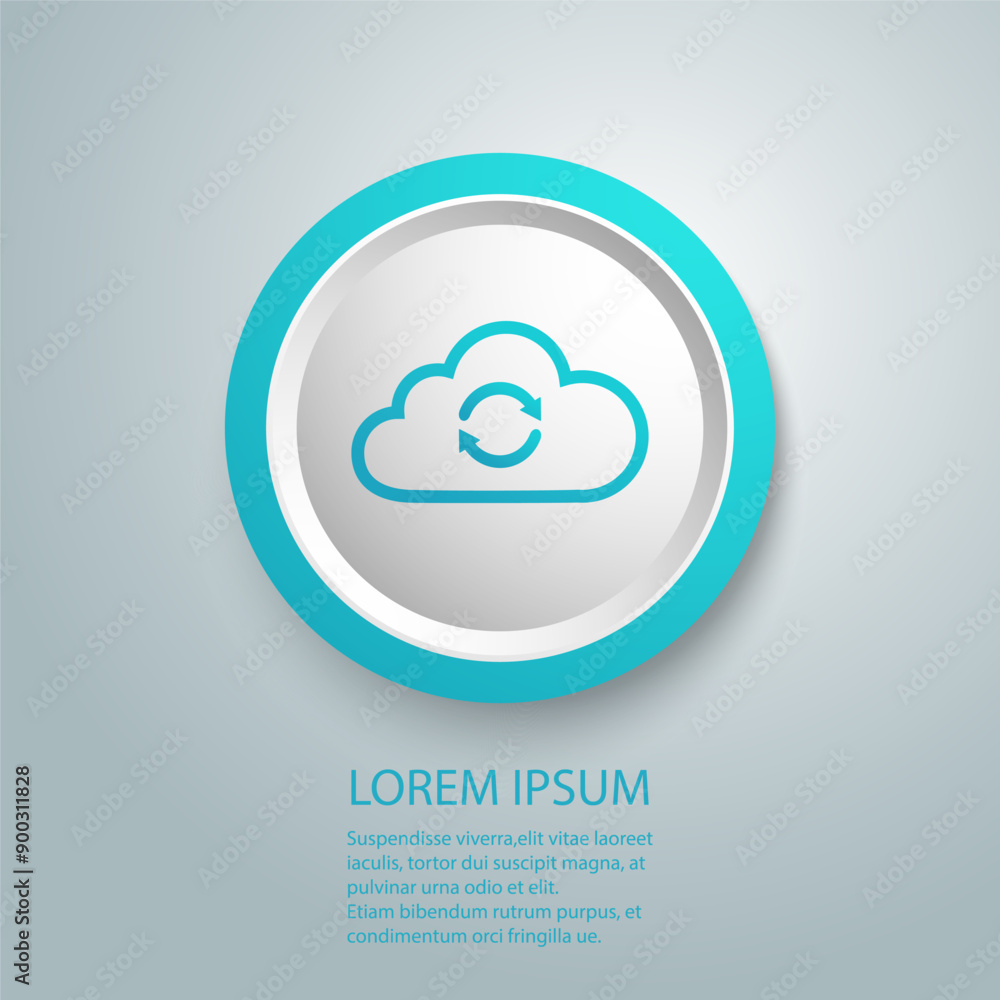 Poster cloud sync or cloud refresh with arrows line art vector icon for apps and websites