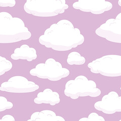 Vector illustration of neverending seamless pattern of pink clouds during sunset