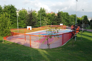 Basketball court yard in a neighborhood of Bilbao