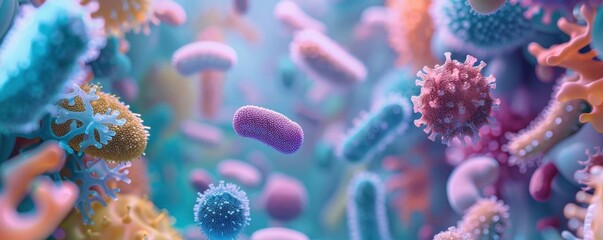 Fototapeta premium Bacteria thriving on bathroom surfaces, germs, bathroom, depicting hygiene risks in shared spaces