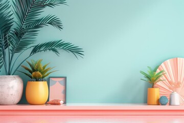 Shopping for home decor flat design side view theme 3D render vivid