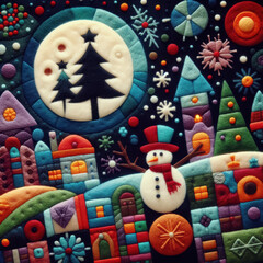 Obraz premium Felt art patchwork, christmas concept, colorful holiday