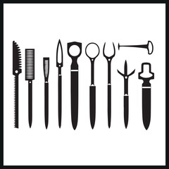 Dental tools silhouette clipart, Dental instruments silhouette, 