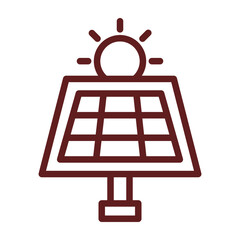Solar Energy Vector Line Maroon Icon Design
