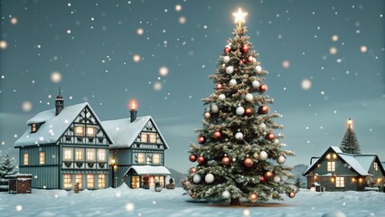 Obraz premium christmas tree in the snow