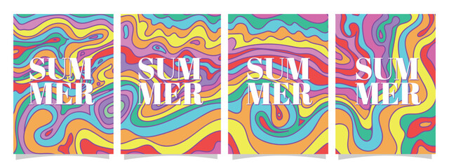 colorful wave of summer concept. wavy summer concept for print, greeting card or book templates. summer abstract background set vector illustration.