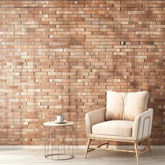 Cozy Armchair By Brick Wall In Modern Living Room Setting