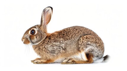 Obraz premium hare or brown rabbit isolated on white background