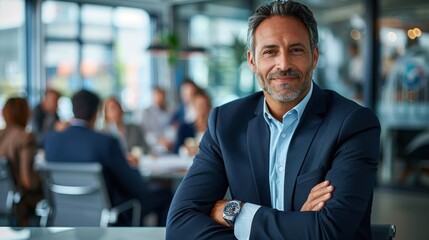 Fototapeta premium Visionary CEO Leading an Innovation Meeting in High-Tech Boardroom