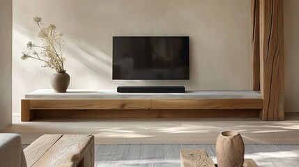 Modern Living Room Interior Mockup: TV Cabinet and Stylish Decor