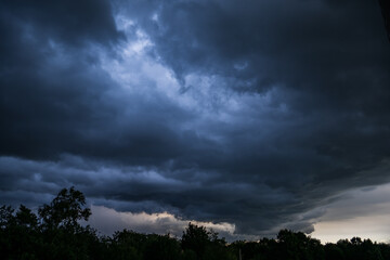 Dramatic dark sky with stormy clouds