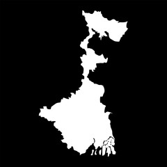West Bengal state map, administrative division of India. Vector illustration.