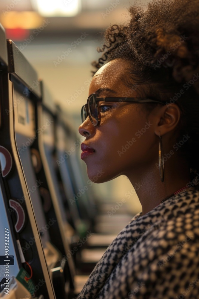 Poster A person sitting at a desk playing a video game on a computer