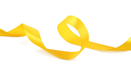 One beautiful yellow ribbon isolated on white
