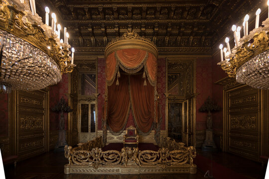 Torino, Italy - July 26, 2024: interior shot of the Royal Palace in Turin, architectural detail with no people visible. 