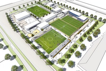 Aerial View of a Modern Sports Complex