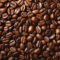 Obraz premium Overhead view of backdrop representing halves of dark brown coffee beans with pleasant scent