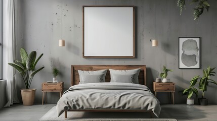 Living Room Interior Mockup: TV Cabinet with Lamp, Table, and Plants