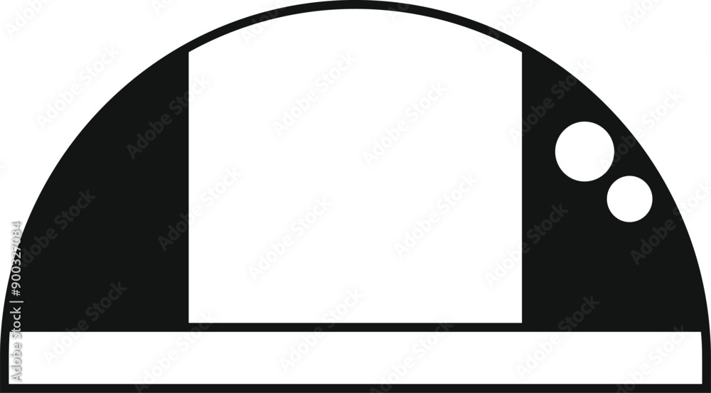 Poster black and white icon of a portable game console with buttons on the side