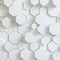 Naklejka premium A white background with an array of hexagons in varying sizes, creating geometric patterns that evoke the feel and look of data visualization or computer graphics