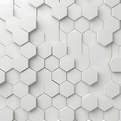 Fototapeta premium A white background with an array of hexagons in varying sizes, creating geometric patterns that evoke the feel and look of data visualization or computer graphics
