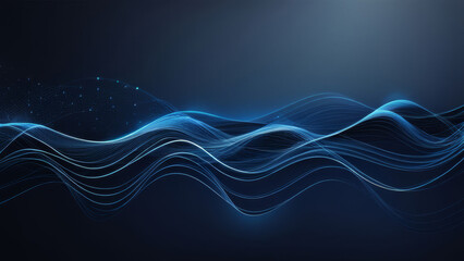 Abstract dark blue tech background with digital waves